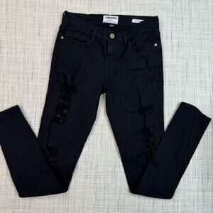 Frame Le Skinny De Jeanne Distressed Ripped Black Jeans Size 26‎